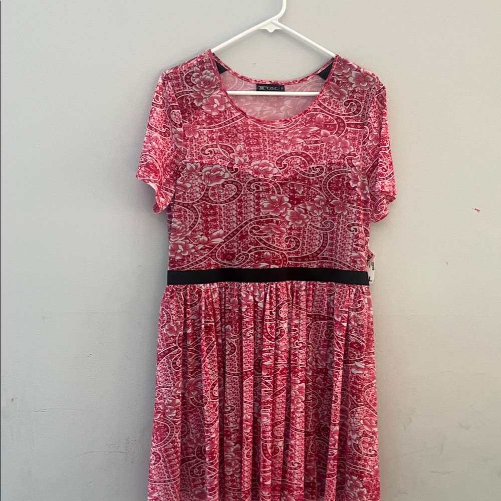 Chic Pink Patterned High Low Dress. CAJA # 1. C